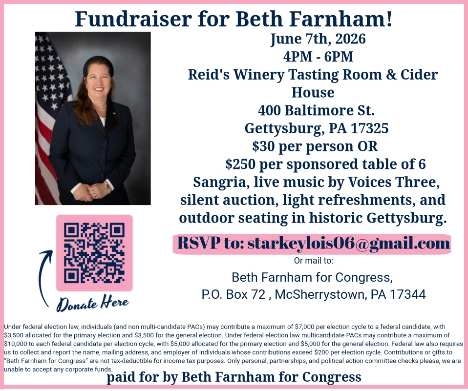 This Democratic Nominee for Congress Invites You to a FUNdraiser in Gettysburg!